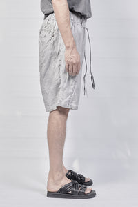 1801-PT18A/DN Linen Short Pants / Hand Stitching - Charcoal