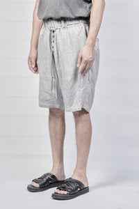 1801-PT18A/DN Linen Short Pants / Hand Stitching - Charcoal