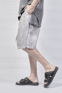 1801-PT18A/DN Linen Short Pants / Hand Stitching - Charcoal