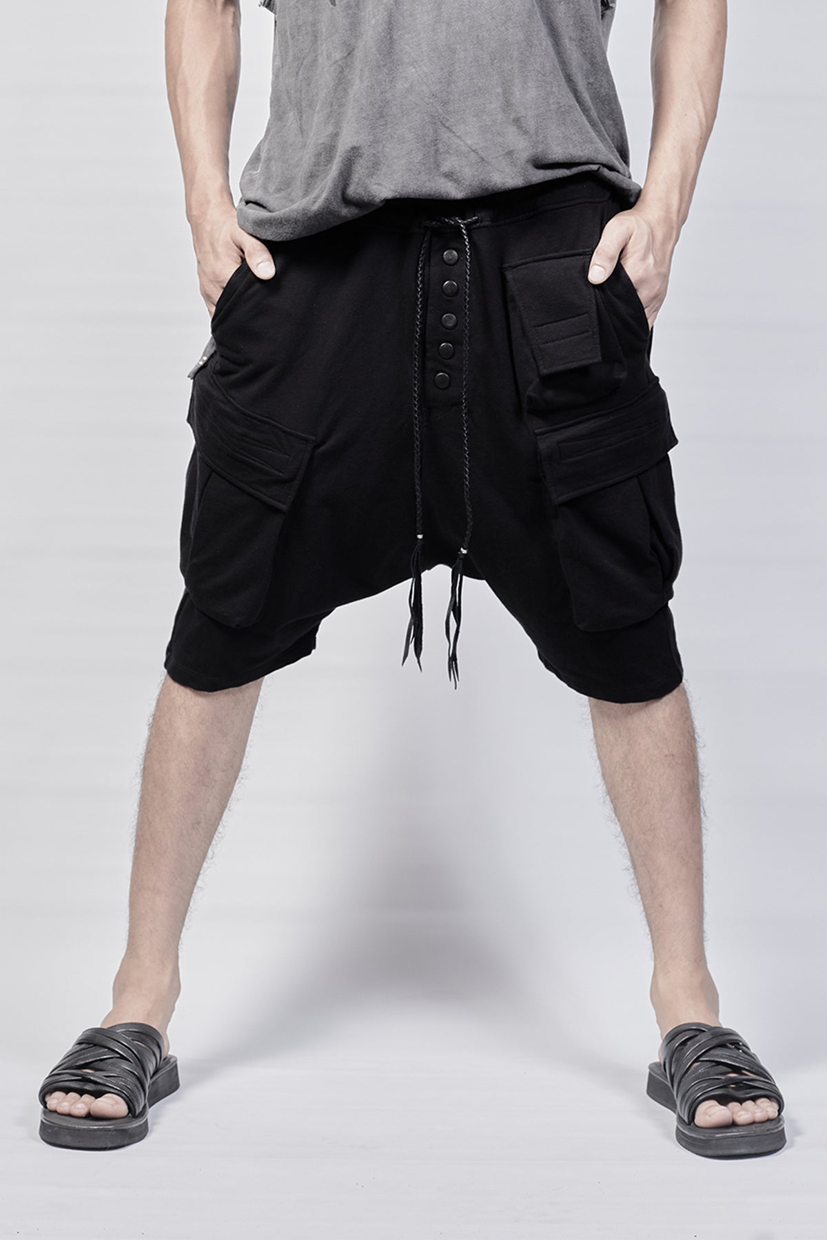 2301-PT07/DN Stretch Sweat Cargo Short - Black