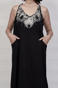 2301-CT06 Double Pocket Magnolia Flower OP - Black