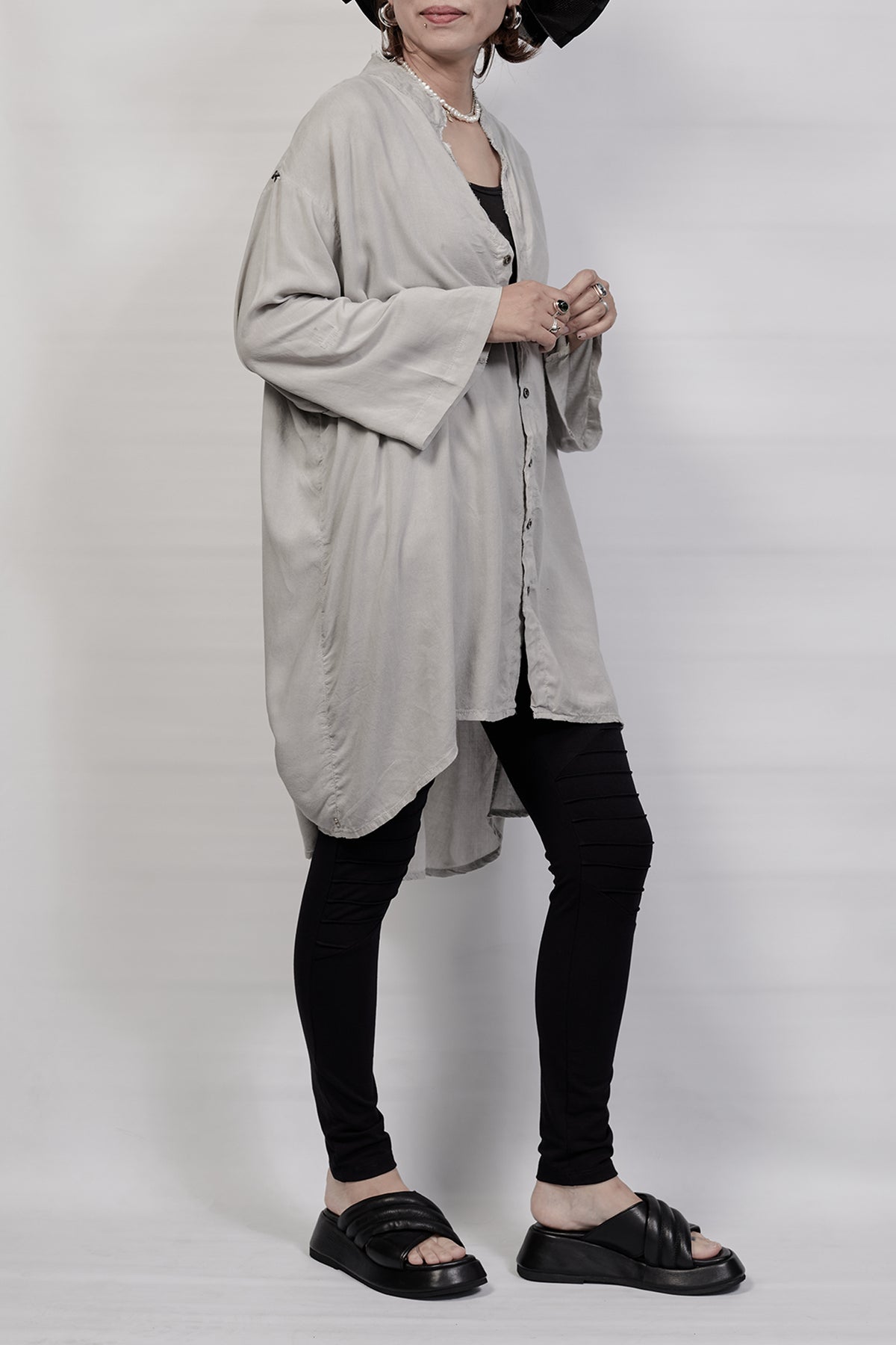 2301-SH03 Long Shirt - Charcoal