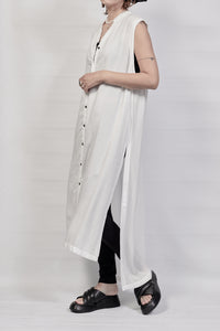 1801-SH08/DN No Sleeve Slit Shirt / DN - White