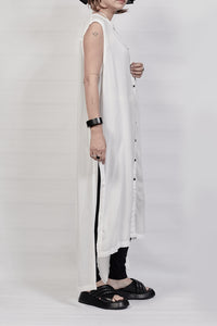 1801-SH08/DN No Sleeve Slit Shirt / DN - White