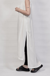 1801-SH08/DN No Sleeve Slit Shirt / DN - White