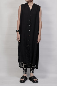 1801-SH08/DN No Sleeve Slit Shirt / DN - Black