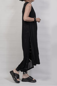 1801-SH08/DN No Sleeve Slit Shirt / DN - Black