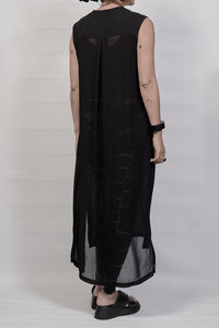 1801-SH08/DN No Sleeve Slit Shirt / DN - Black