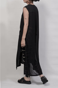 1801-SH08/DN No Sleeve Slit Shirt / DN - Black