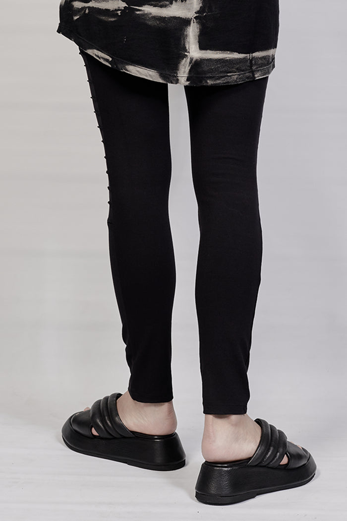 1802-PT13 Slash Cut Leggings - Black