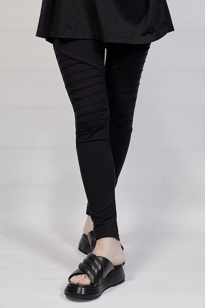 1802-PT13 Slash Cut Leggings - Black