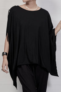 2301-CT06 Double Pocket Magnolia Flower OP - Black
