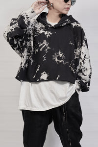2301-TP04 Tie Dye Cropped Parka - Black