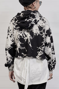 2301-TP04 Tie Dye Cropped Parka - Black