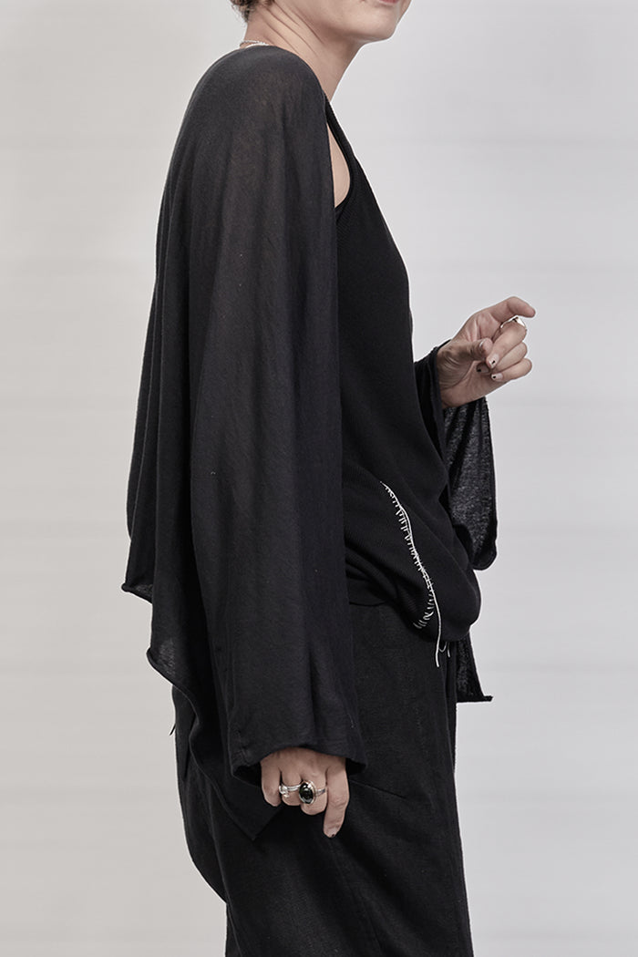 2301-TP05 Monolith Kimono Sleeve Top - Black