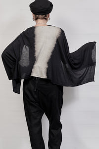 2301-TP06 Black Shadow Kimono Sleeve Top - Black