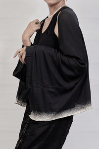 2301-TP07 Discharged Kimono Sleeve Top - Black