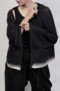 2301-TP07 Discharged Kimono Sleeve Top - Black