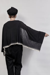 2301-TP07 Discharged Kimono Sleeve Top - Black