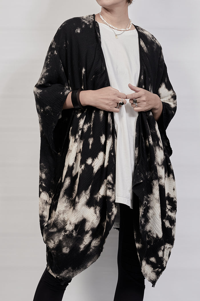 2301-GS01 Tie Dye Short Gown - Black