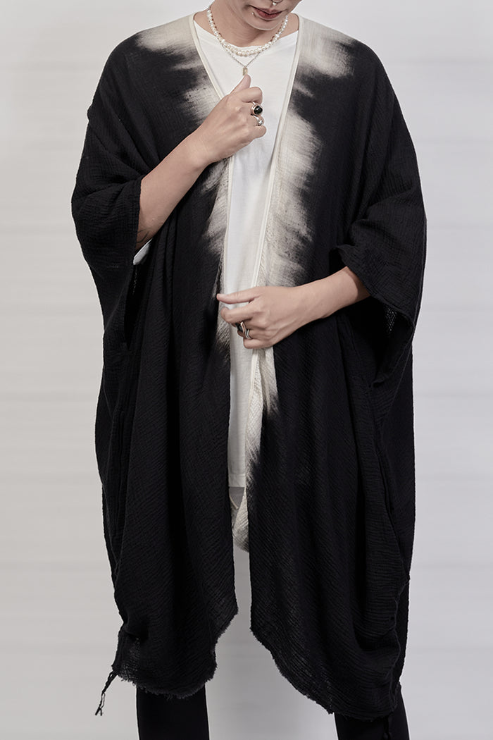 2301-GS07 Black Shadow Short Gown - Black