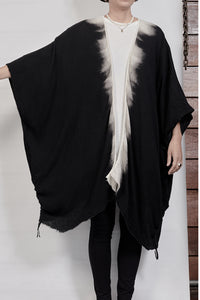 2301-GS07 Black Shadow Short Gown - Black