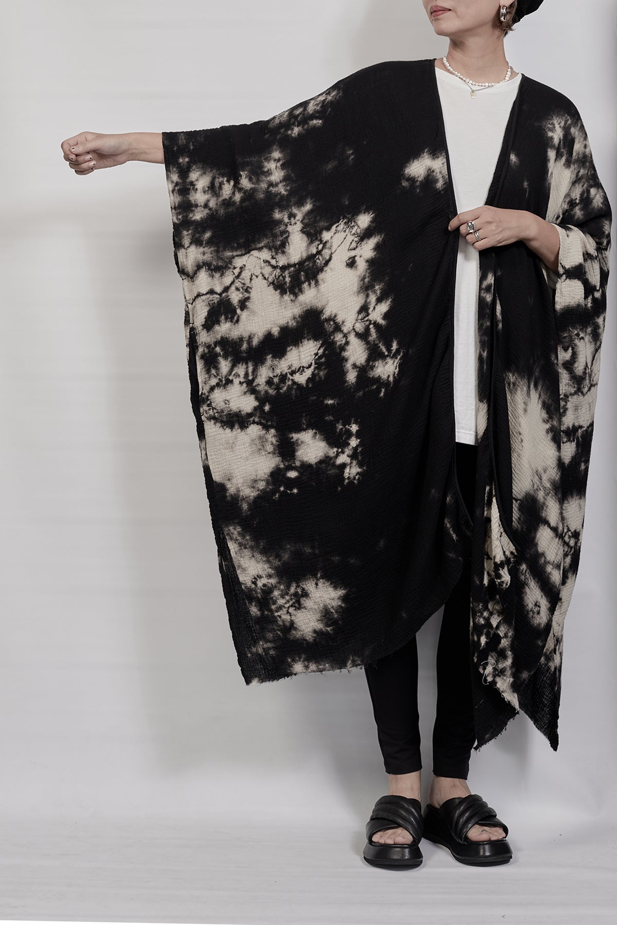 2301-GL01 Tie Dye Long Gown - Black