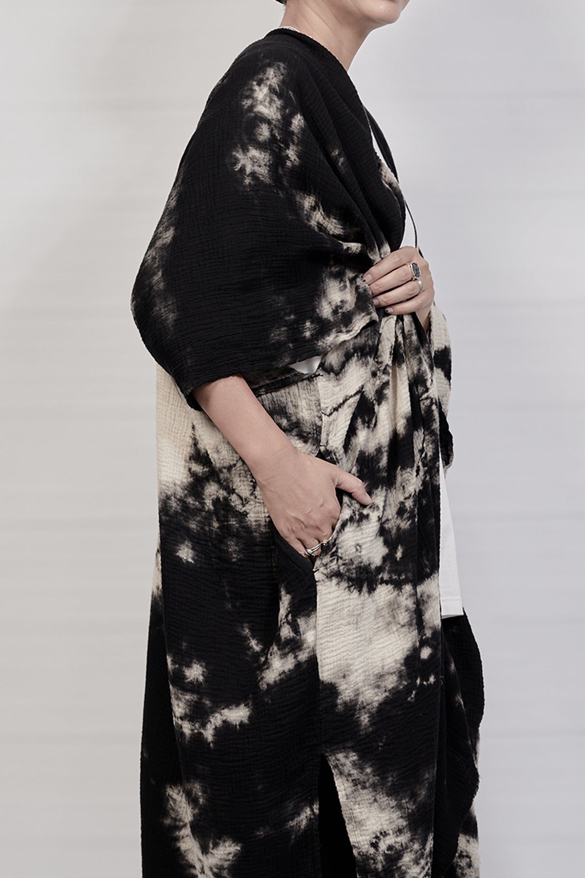 2301-GL01 Tie Dye Long Gown - Black