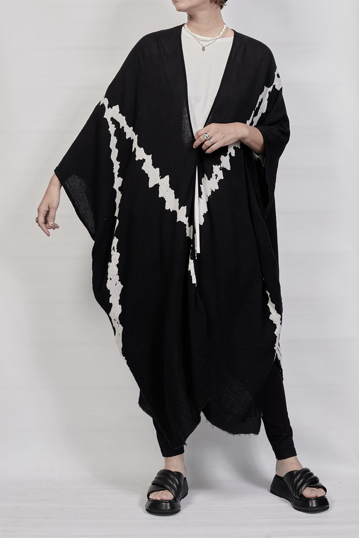 2301-GL03 Cross V Long Gown - Black