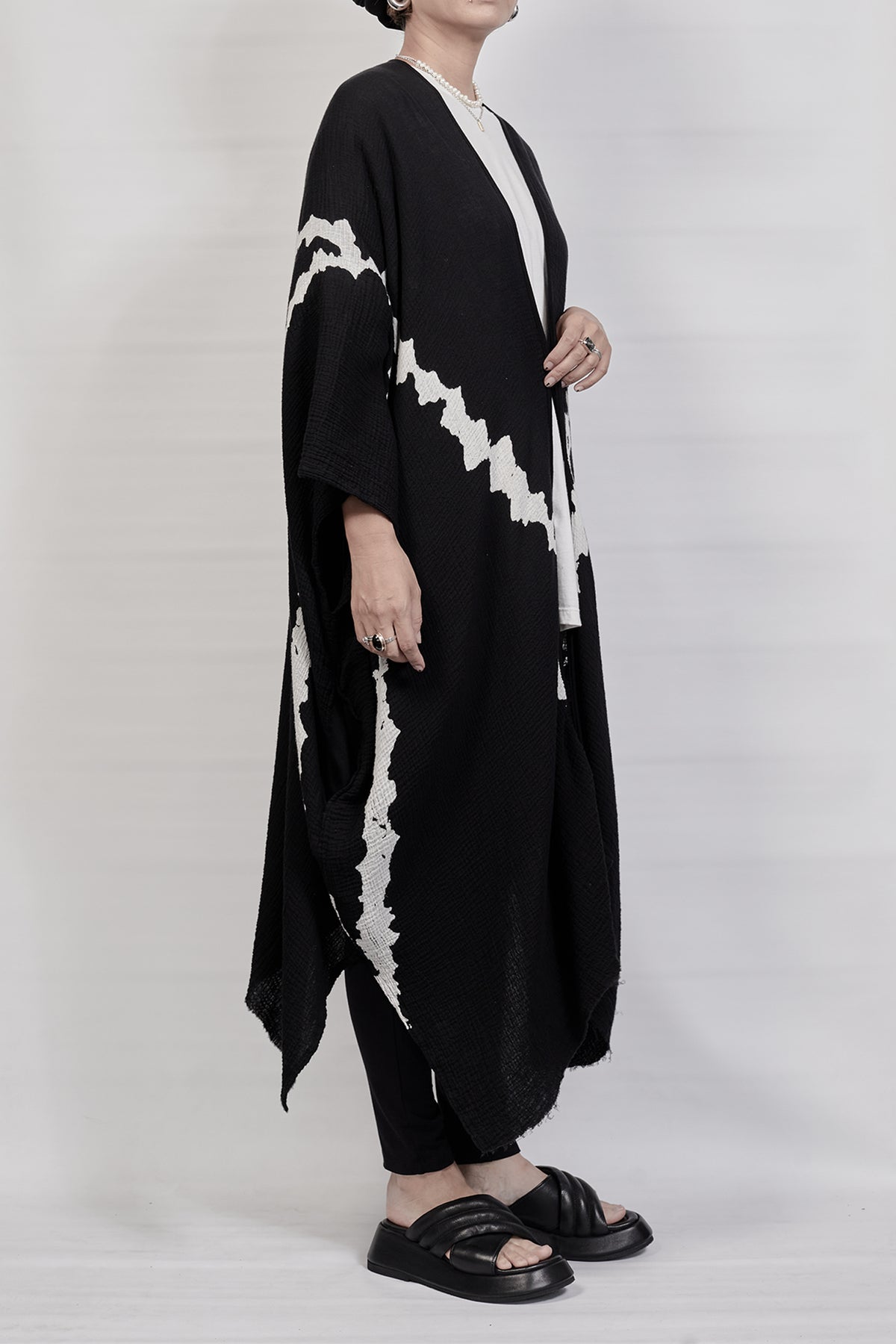 2301-GL03 Cross V Long Gown - Black