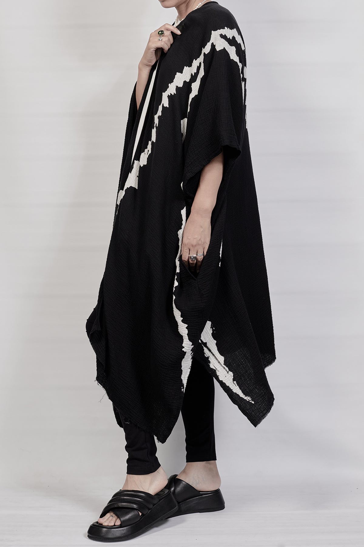 2301-GL03 Cross V Long Gown - Black