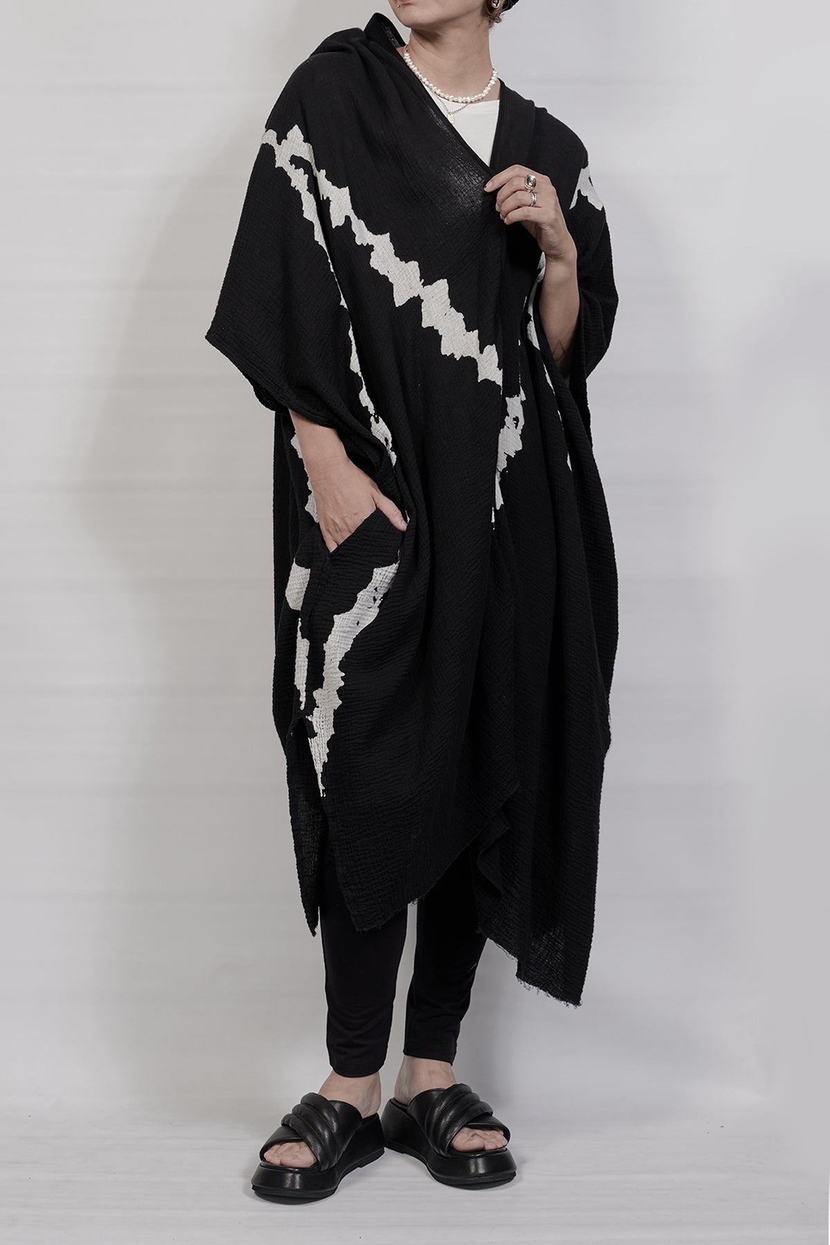 2301-GL03 Cross V Long Gown - Black