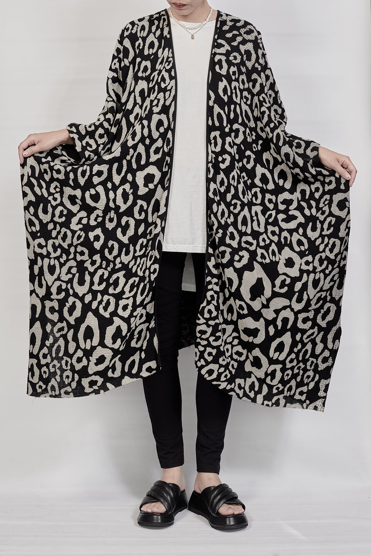 2301-GL06 Leopard Long Gown - Black