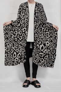 2301-GL06 Leopard Long Gown - Black