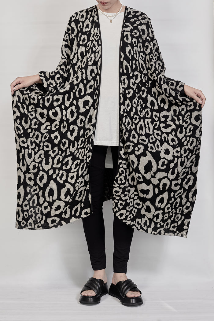 2301-GL06 Leopard Long Gown - Black