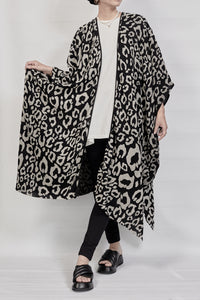 2301-GL06 Leopard Long Gown - Black