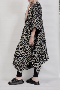 2301-GL06 Leopard Long Gown - Black
