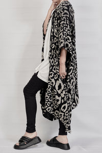 2301-GL06 Leopard Long Gown - Black