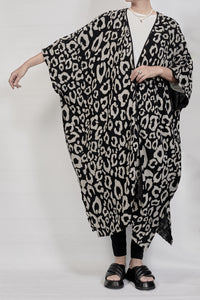 2301-GL06 Leopard Long Gown - Black