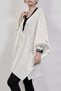 2302-SH02 Linen Kimono Shirt - White