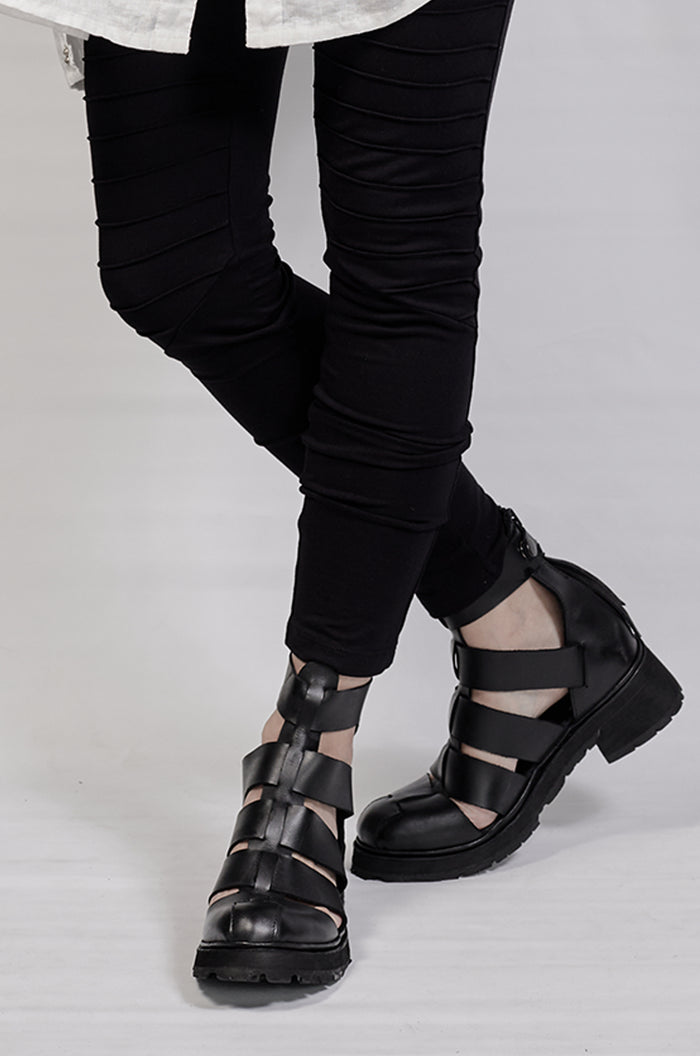 1801-BO02  Black Metal Sandal 08 - Black