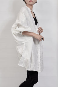 2302-SH02 Linen Kimono Shirt - White