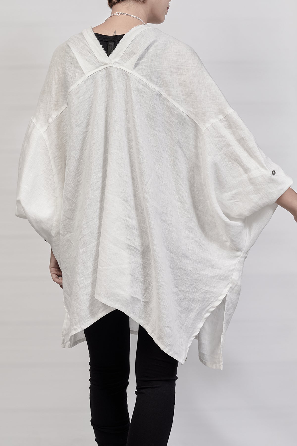 2302-SH02 Linen Kimono Shirt - White