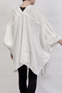 2302-SH02 Linen Kimono Shirt - White