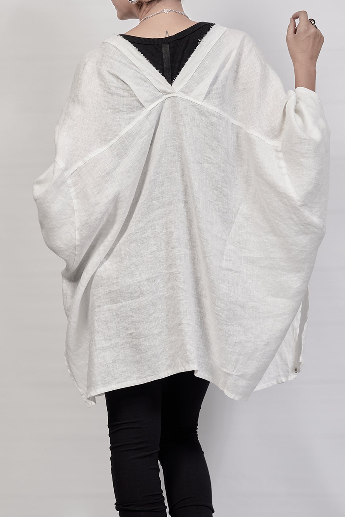 2302-SH02 Linen Kimono Shirt - White
