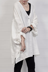 2302-SH02 Linen Kimono Shirt - White