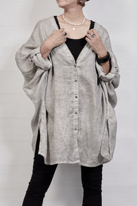 2302-SH02 Linen Kimono Shirt - Charcoal