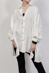 2302-SH01 Linen Over Shirt - White