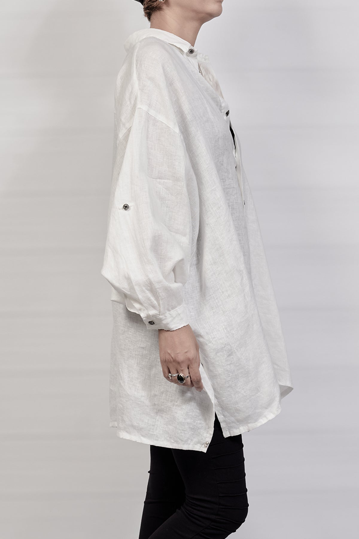2302-SH01 Linen Over Shirt - White