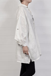 2302-SH01 Linen Over Shirt - White